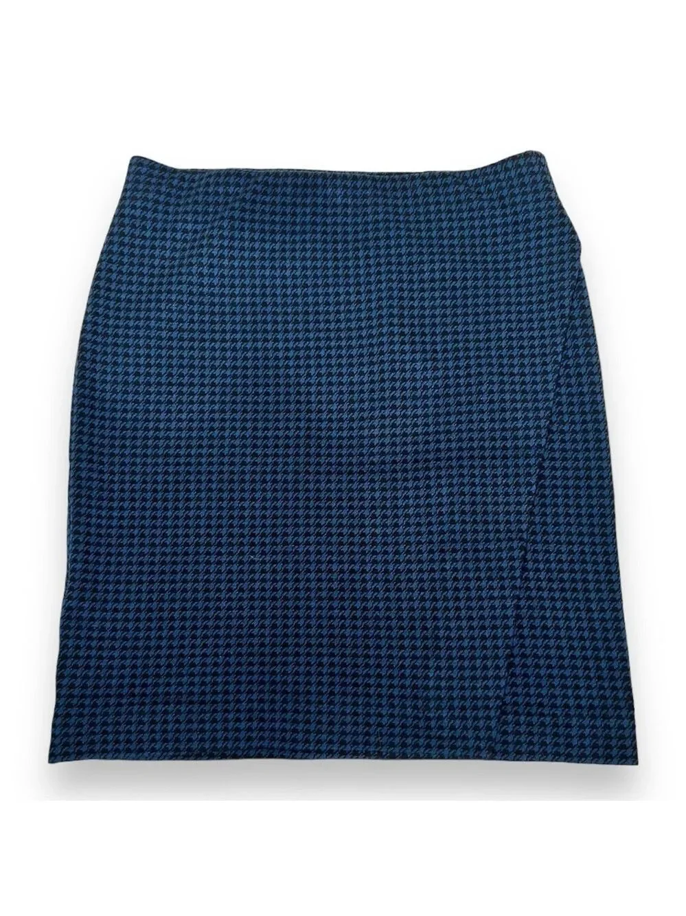 J. Jill Women’s Faux Wrap Ponte Knit Skirt Blue Houndstooth Size Small